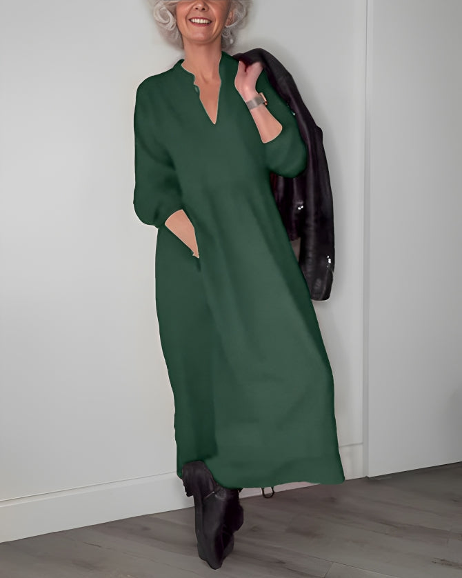 Women's Relaxed Long-Sleeve Cocktail Maxi Dress