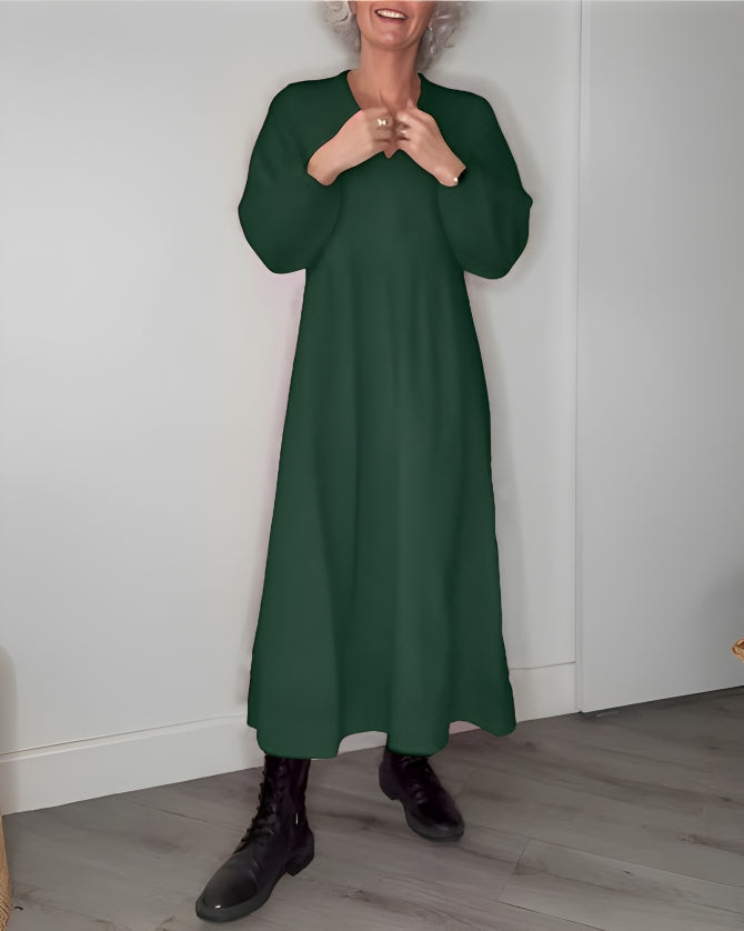 Women's Relaxed Long-Sleeve Cocktail Maxi Dress