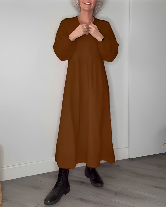 Women's Relaxed Long-Sleeve Cocktail Maxi Dress