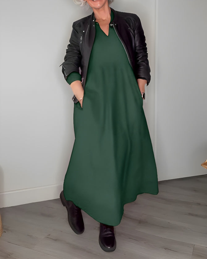 Women's Relaxed Long-Sleeve Cocktail Maxi Dress