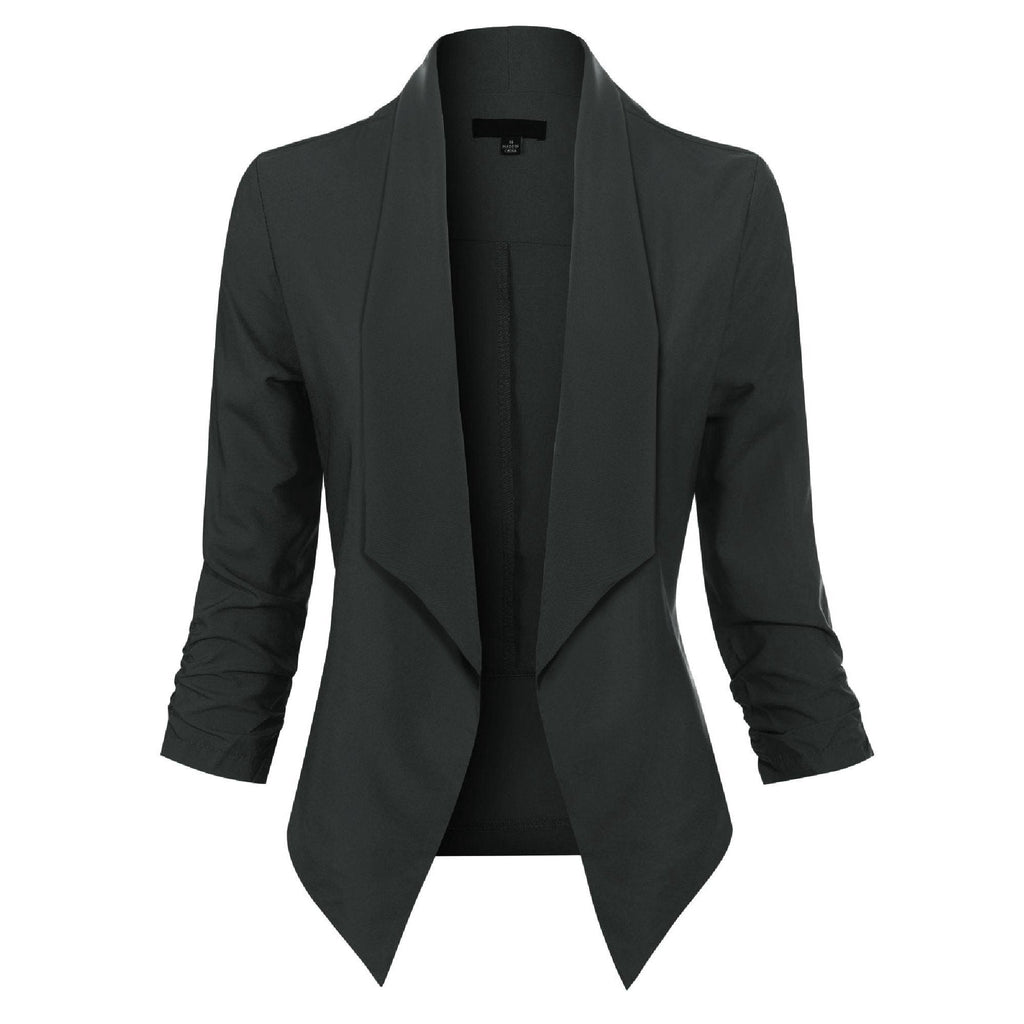 Women's Smart Edge-to-Edge Blazer with Ruched Sleeves