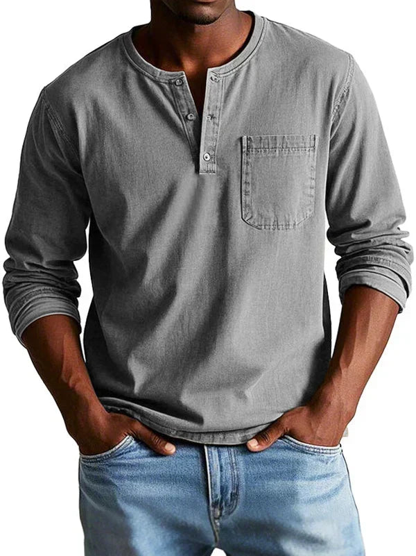 Men's Relaxed Long Sleeve Henley Layer