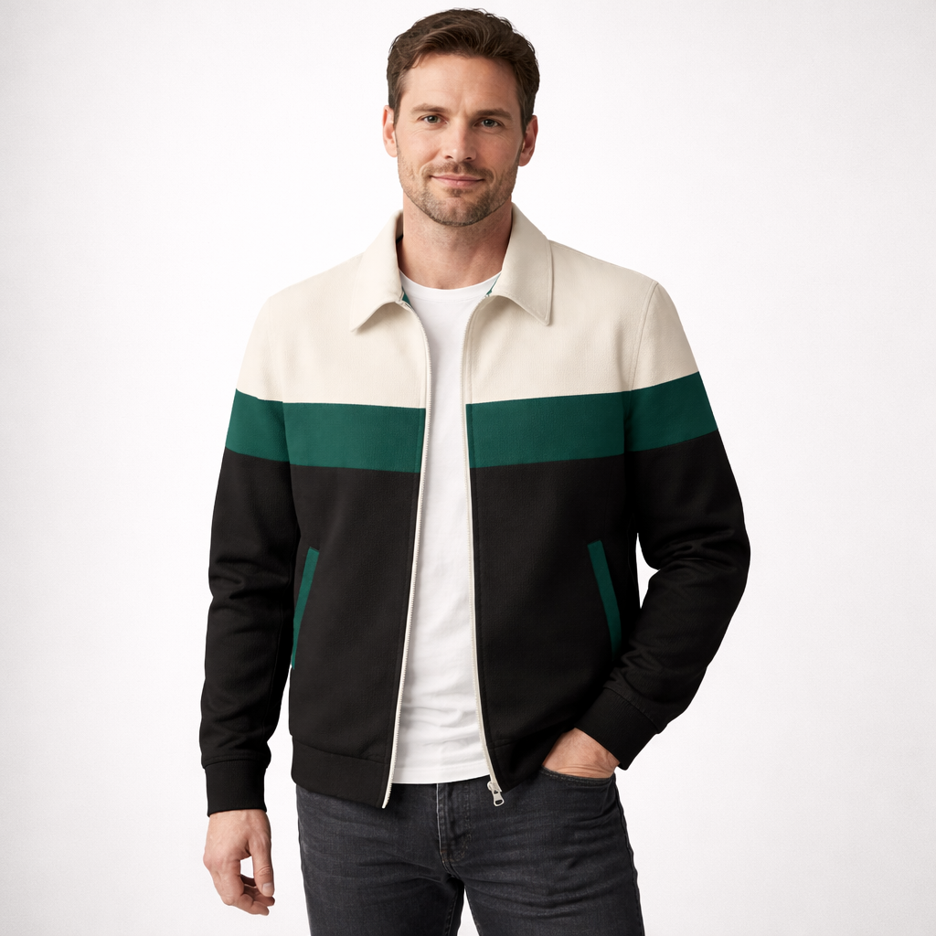 Men's Contrast Panel Colourblock Zip Jacket