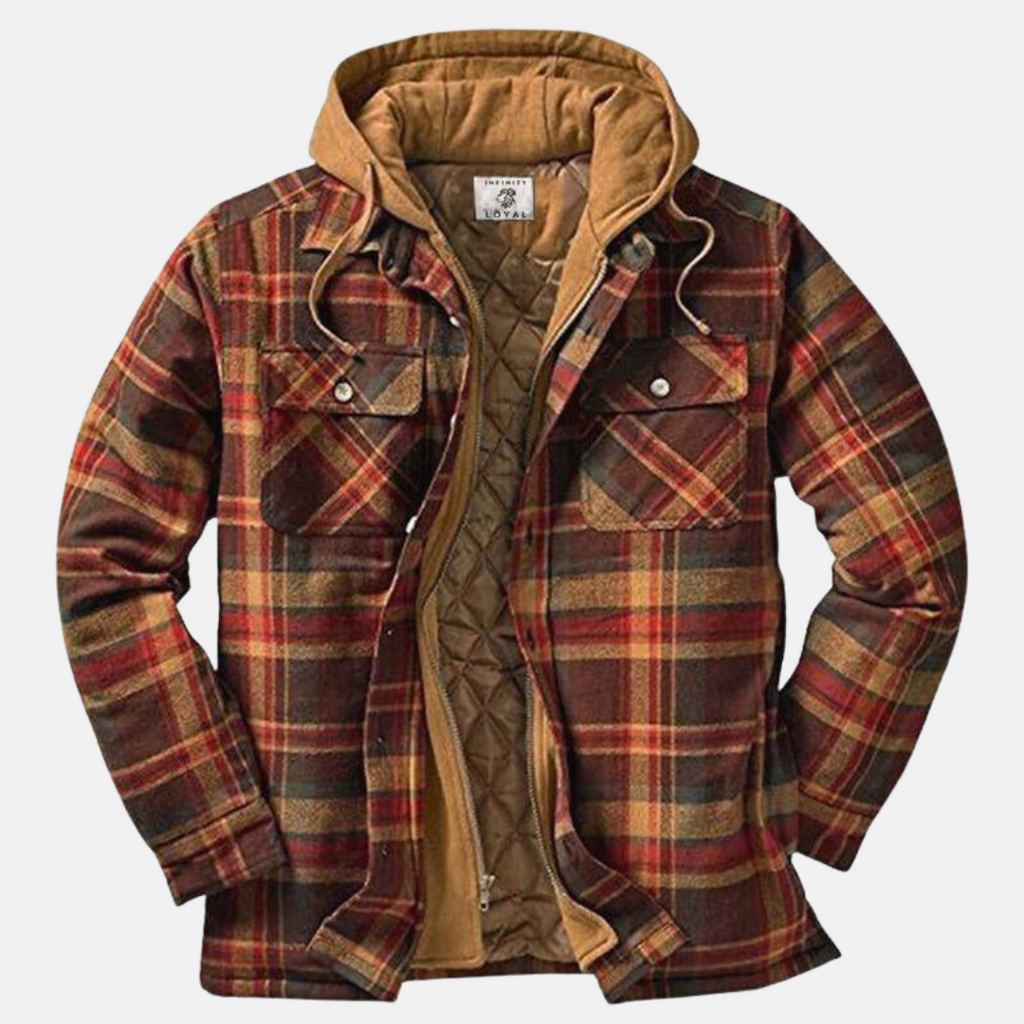 Men's Printed Quilted Hooded Overshirt