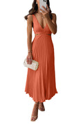 Women's Cut-Out V-Neck Pleated Evening Maxi Dress