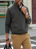 Men's Quilted Button Stand Collar Pullover