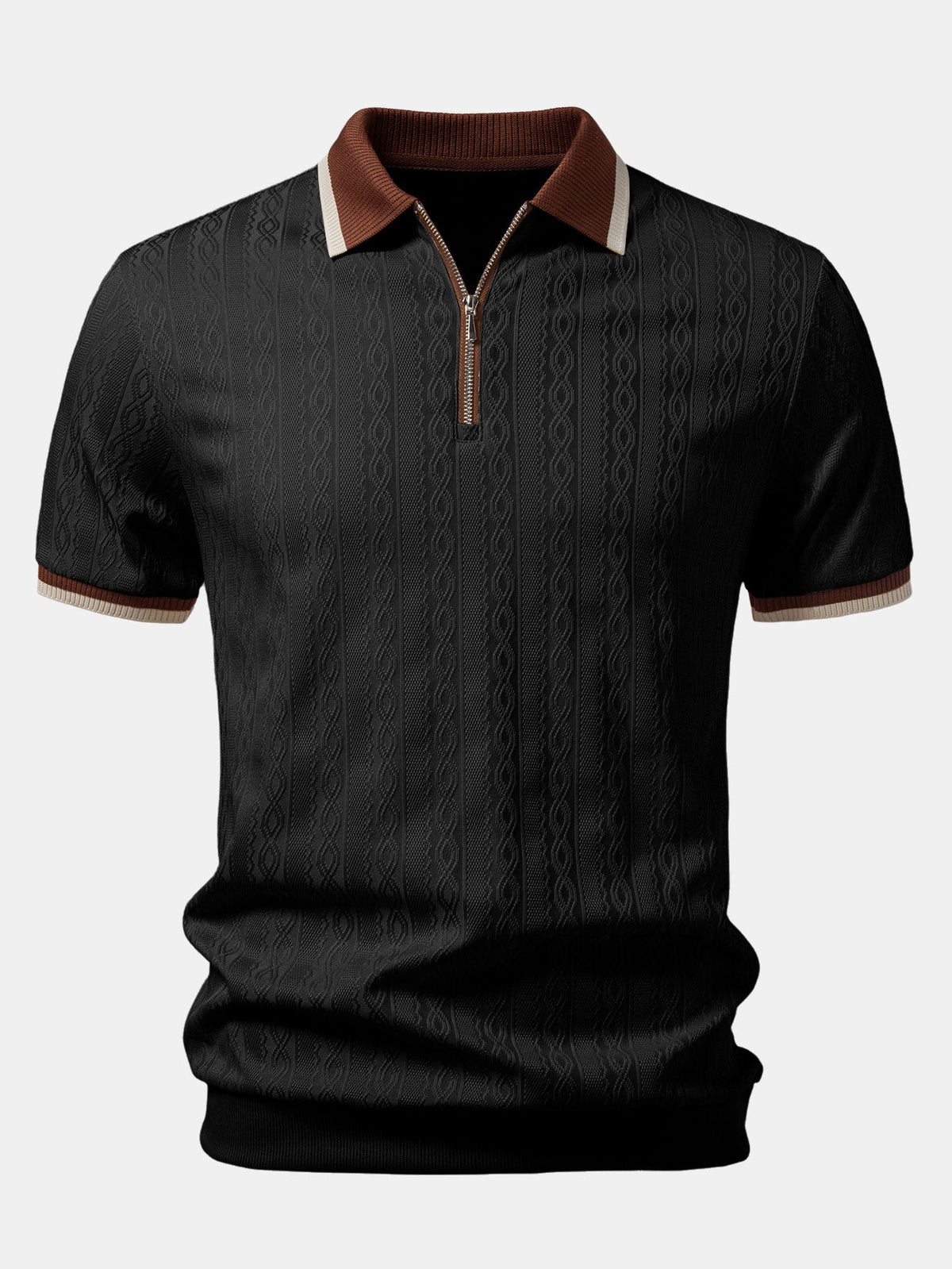 Men's Tailored Fit Quarter-Zip Textured Polo