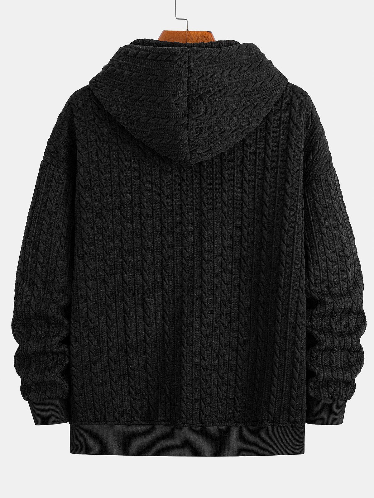 Men's Textured Jacquard Hooded Top Tracksuit Set