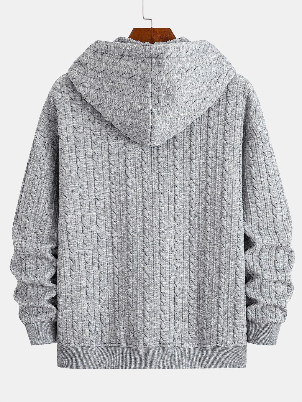Men's Textured Jacquard Hooded Top Tracksuit Set
