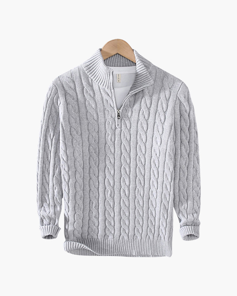Men's Cotton Cable Knit Half-Zip Pullover