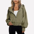 Women's Relaxed Cropped Zip-Through Hooded Top