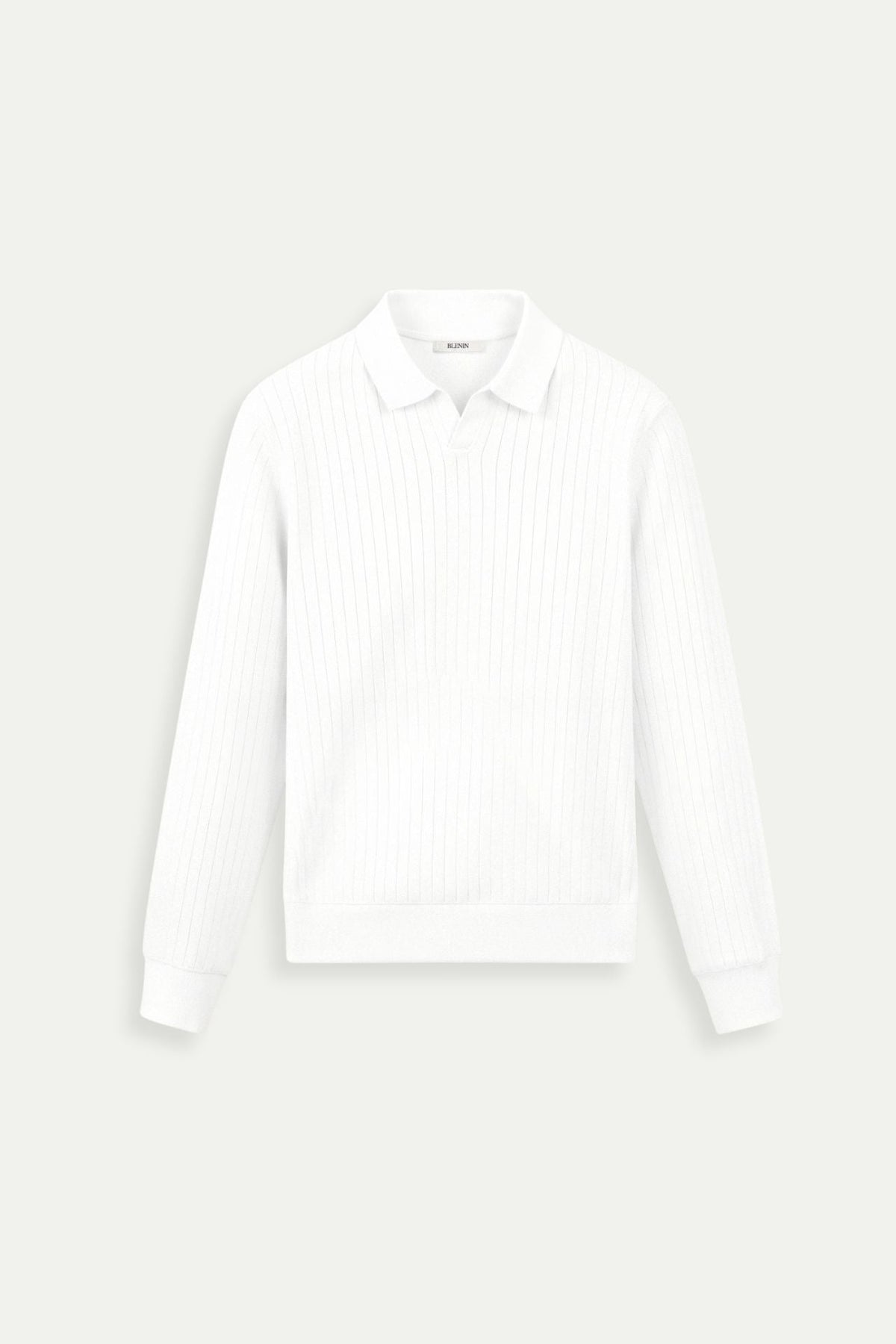 Men's Long Sleeve Ribbed Knitted Polo