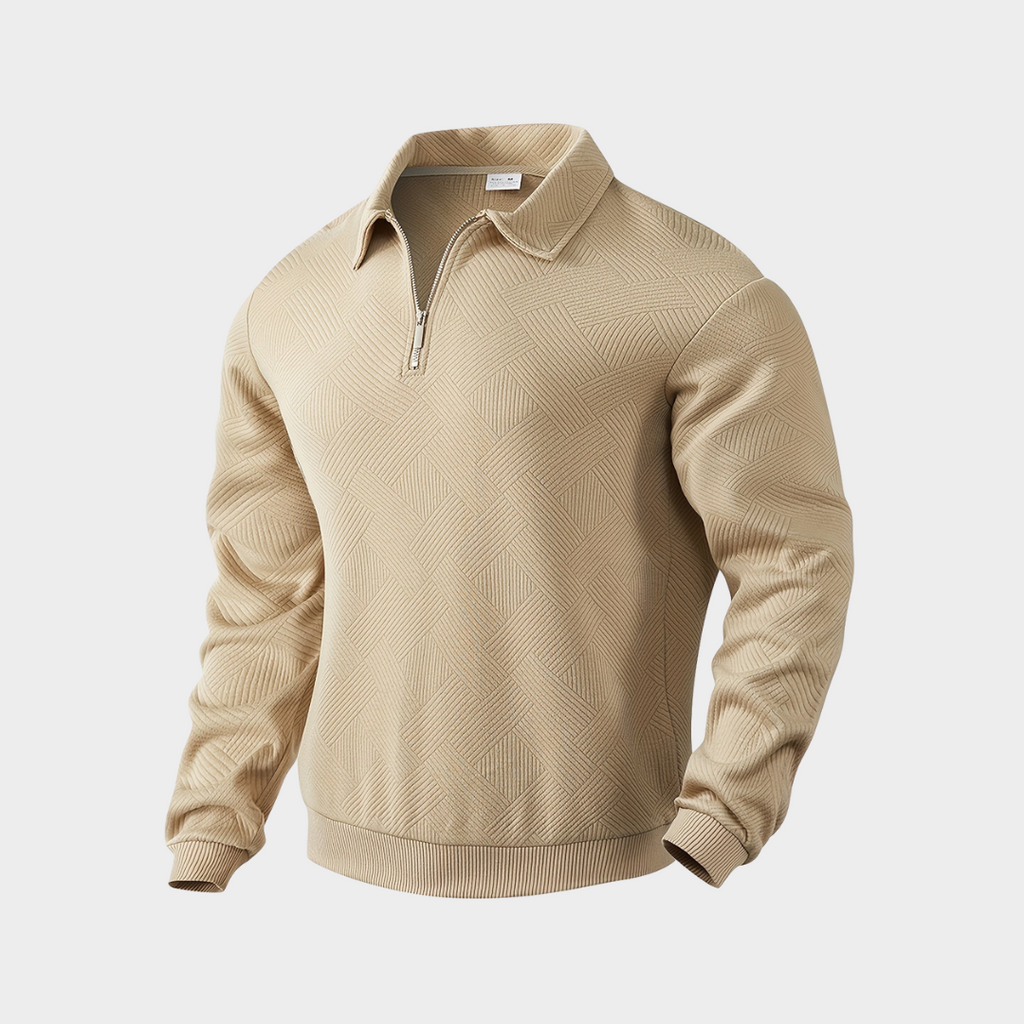 Men's Textured Half-Zip Polo Sweat