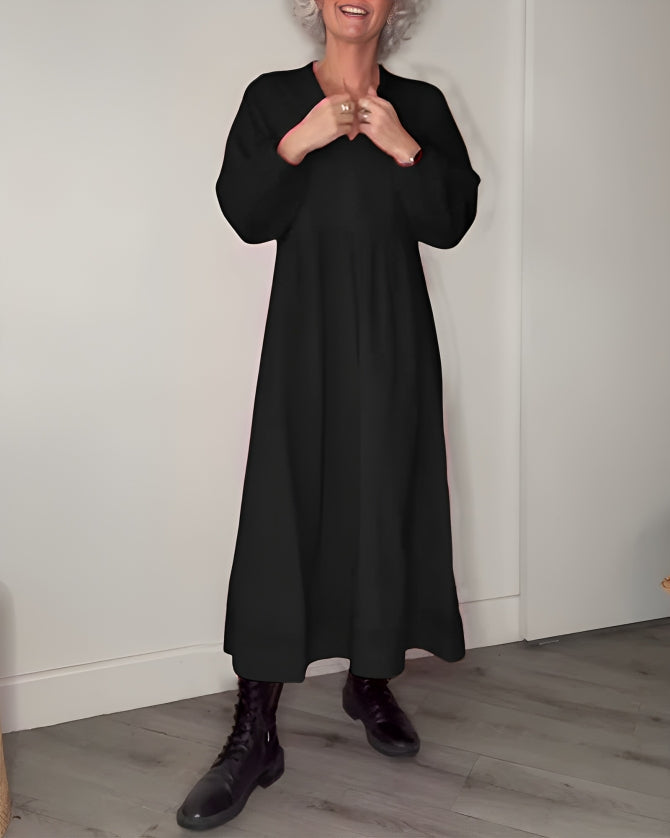 Women's Relaxed Long-Sleeve Cocktail Maxi Dress