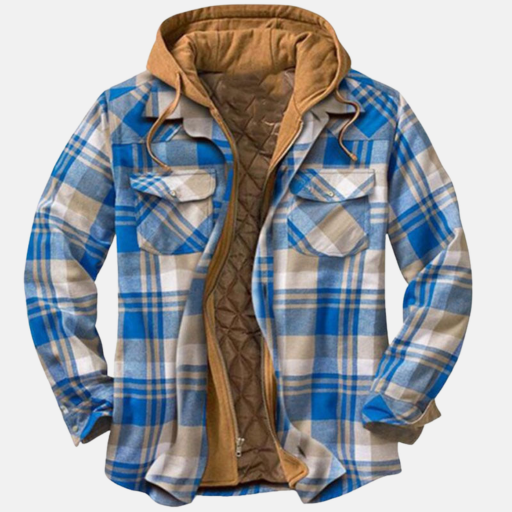 Men's Printed Quilted Hooded Overshirt