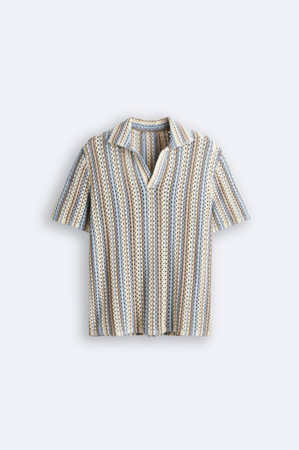 Men's Relaxed Stripe Textured Knit Polo