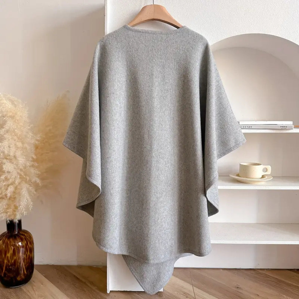 Women's Windproof Poncho Topcoat with Belt
