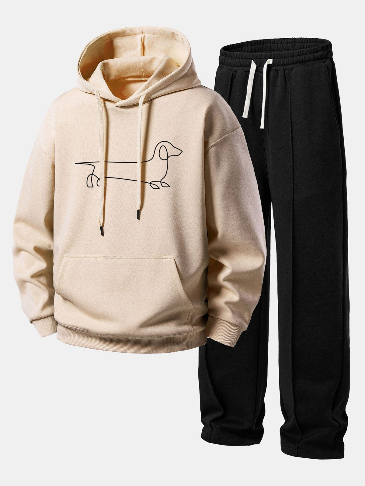 Men's Relaxed Hooded Tracksuit with Pintuck Joggers