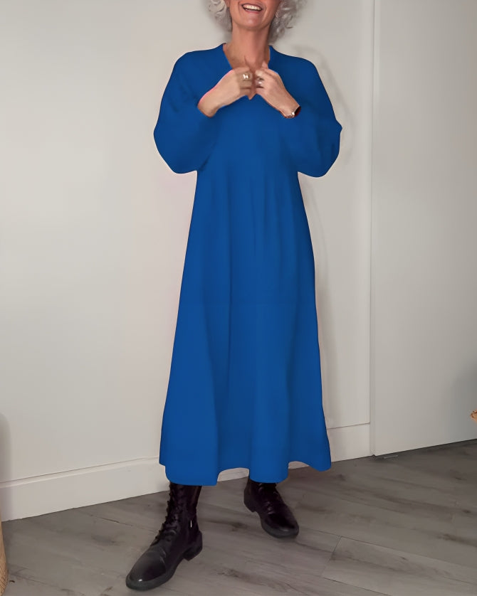 Women's Relaxed Long-Sleeve Cocktail Maxi Dress
