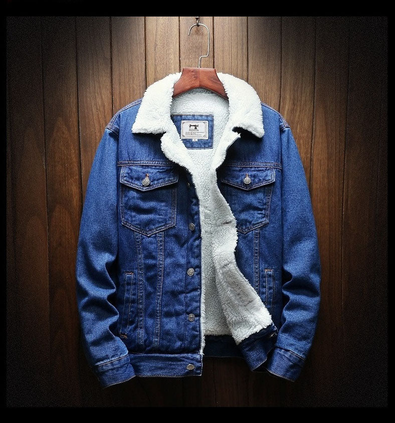 Men's Button-Front Fur Lined Denim Jacket