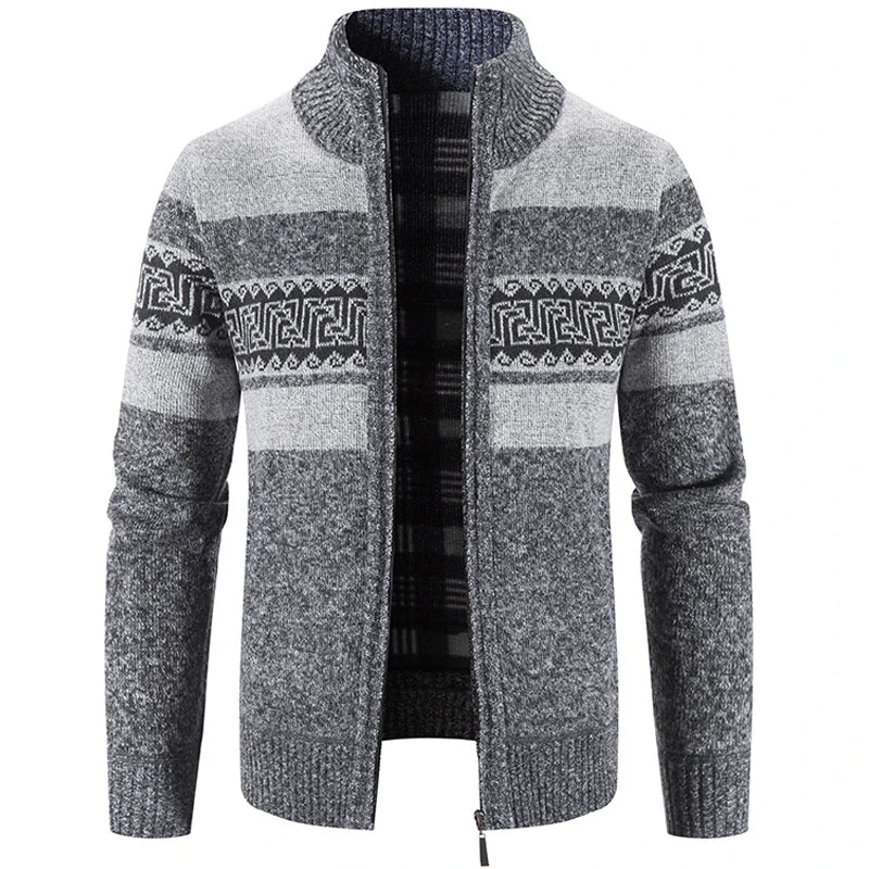 Men's Soft Knitted Stand Collar Zip Jacket