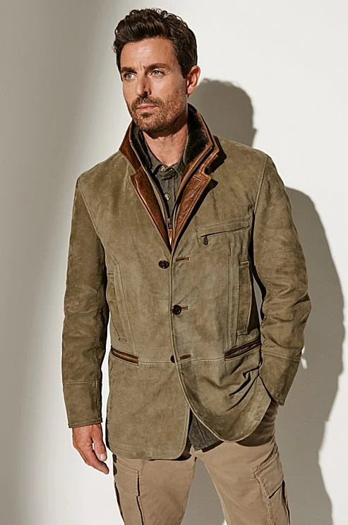 Men's Tailored Vintage Lined Suede Jacket