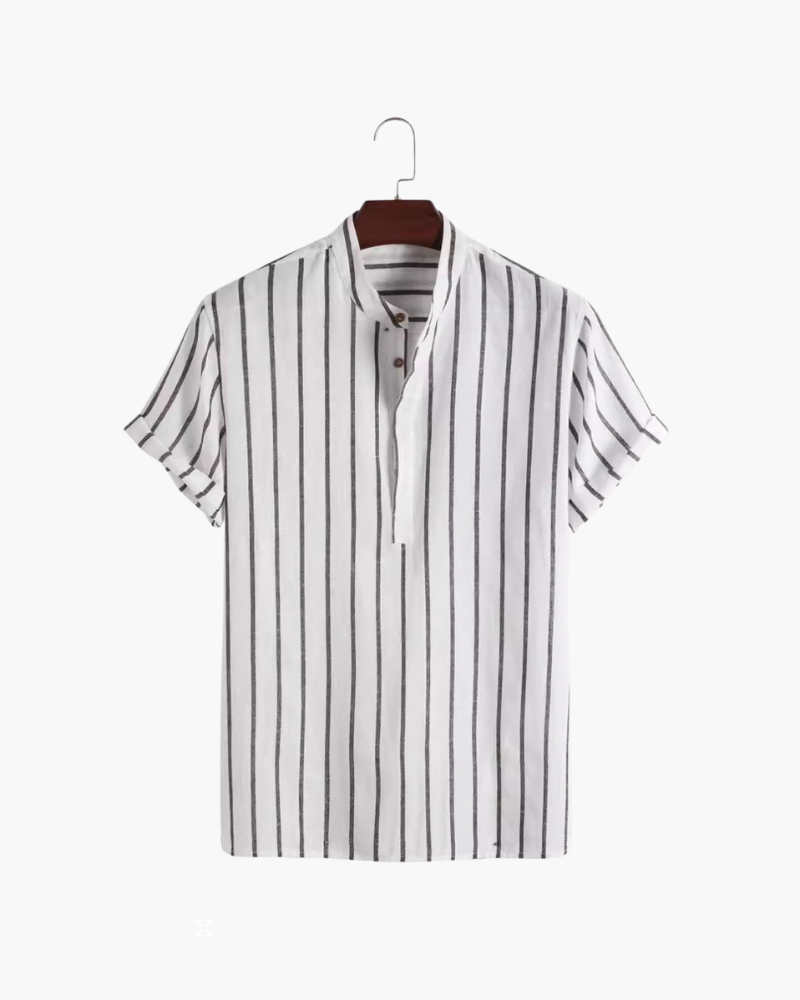 Men's Summer Stripe Mandarin Collar Polo