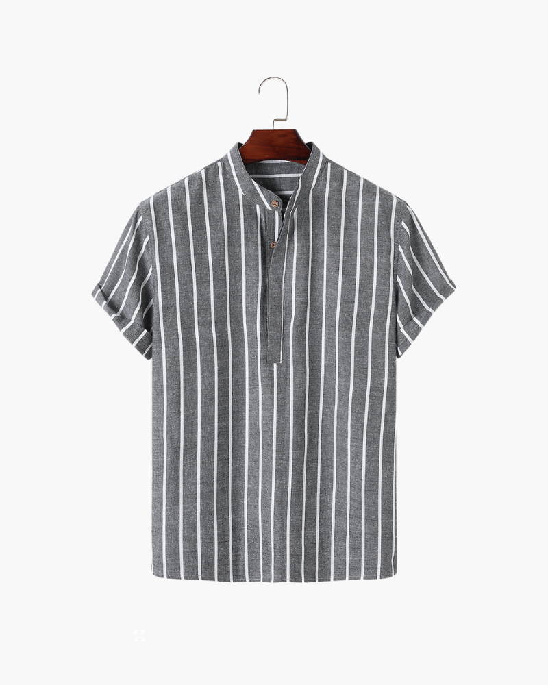Men's Summer Stripe Mandarin Collar Polo