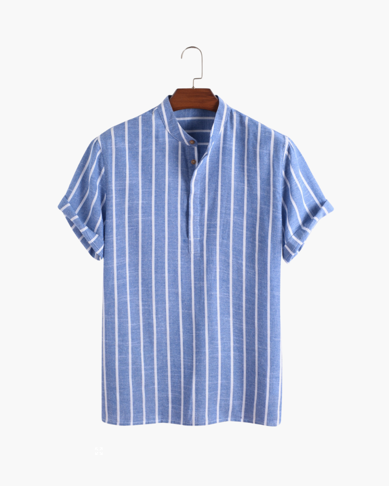 Men's Summer Stripe Mandarin Collar Polo