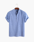Men's Summer Stripe Mandarin Collar Polo
