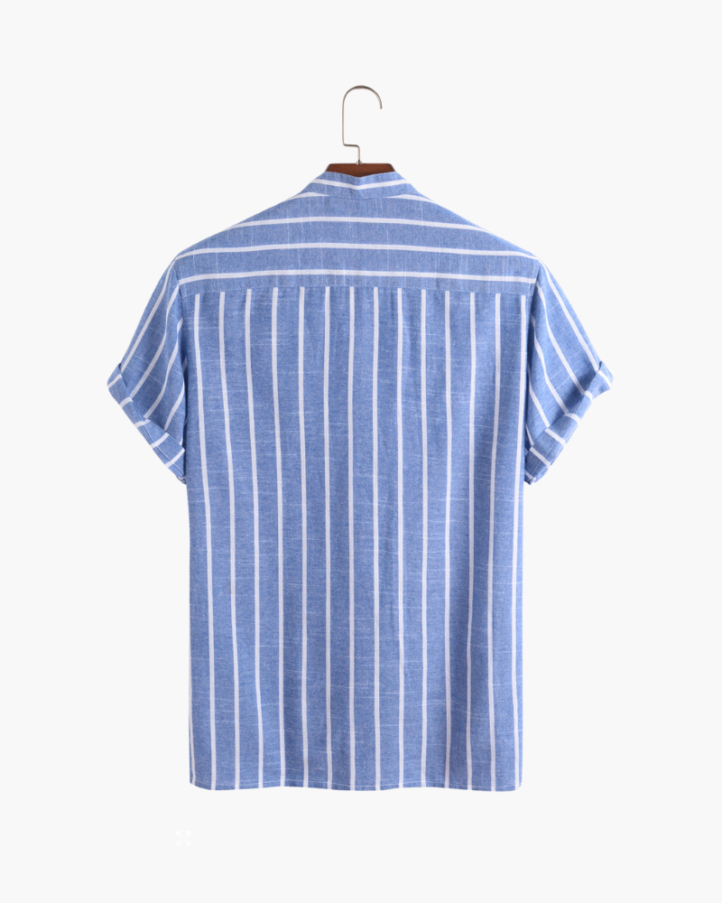 Men's Summer Stripe Mandarin Collar Polo