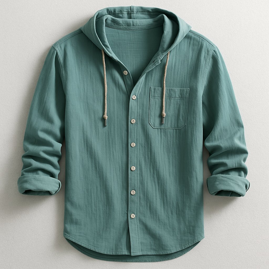 Men's Relaxed Hooded Button-Through Overshirt