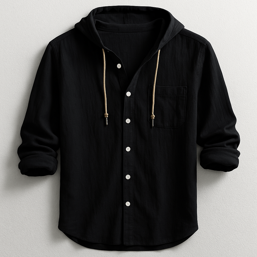 Men's Relaxed Hooded Button-Through Overshirt