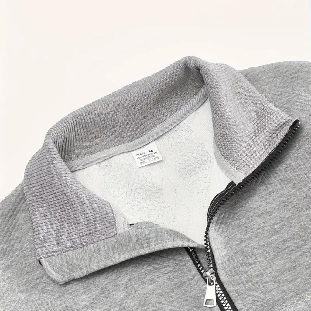 Men's Textured Yoke Cable Knit Half-Zip Pullover