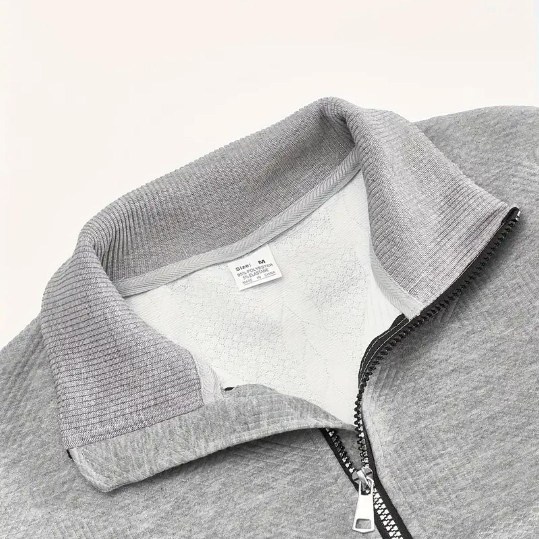 Men's Textured Yoke Cable Knit Half-Zip Pullover