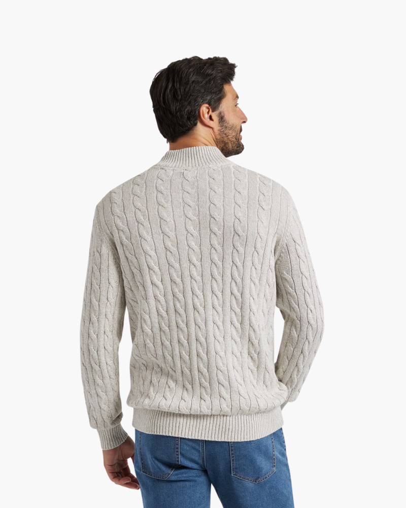 Men's Cotton Cable Knit Half-Zip Pullover