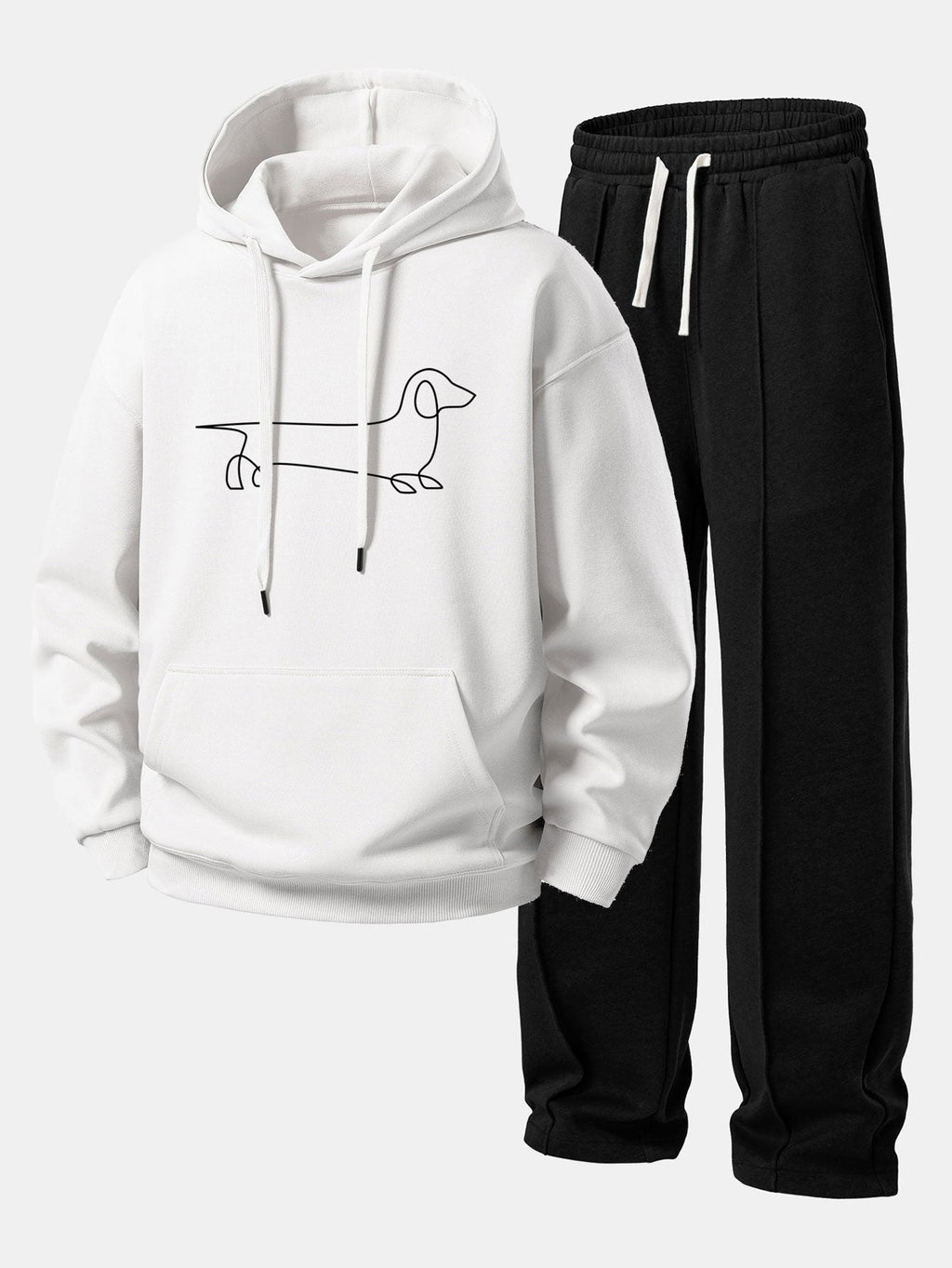 Men's Relaxed Hooded Tracksuit with Pintuck Joggers