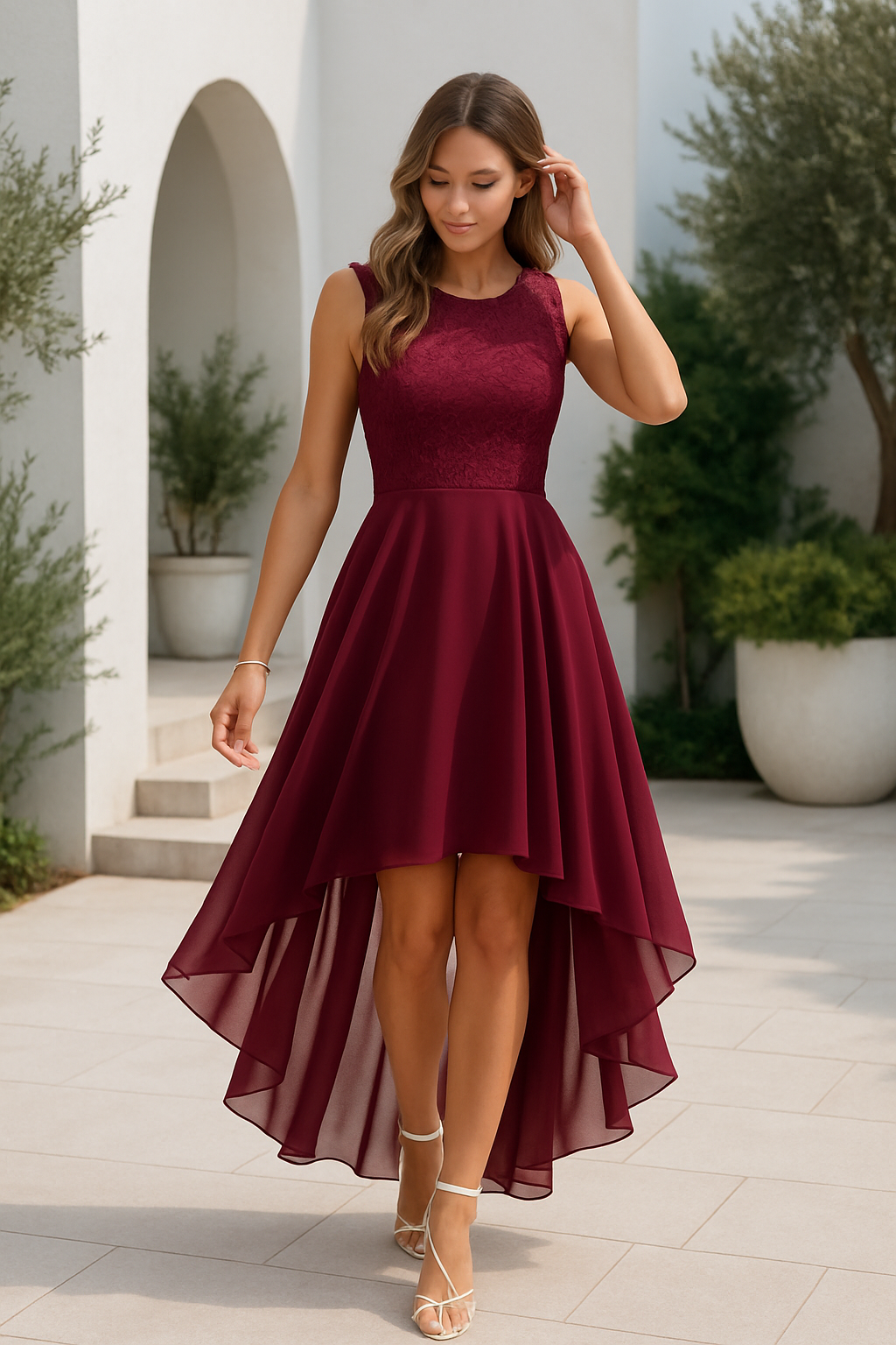 Women's Elegant High-Low Occasion Dress