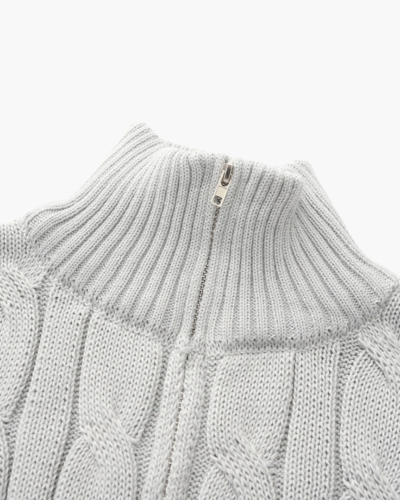 Men's Cotton Cable Knit Half-Zip Pullover