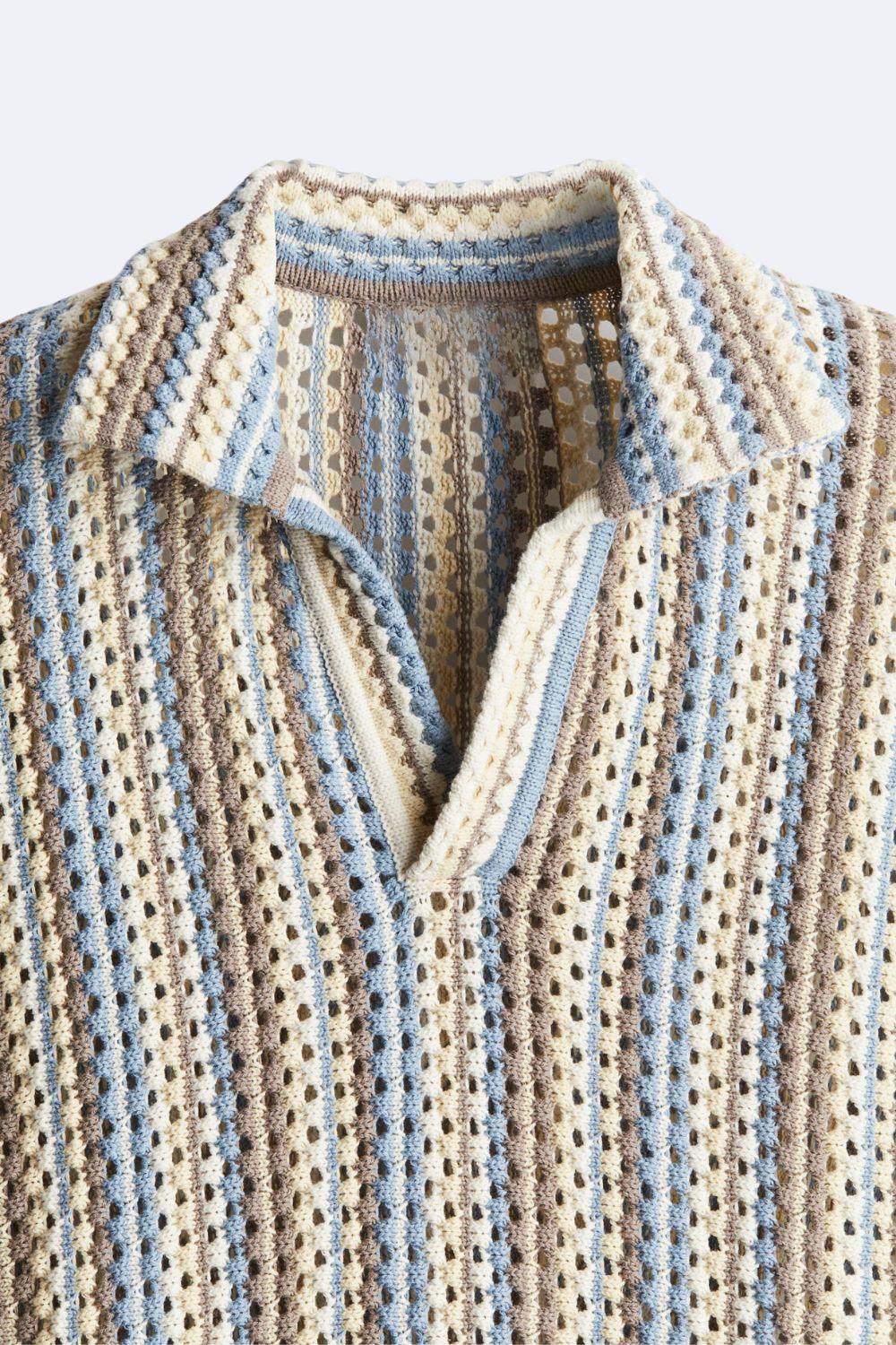 Men's Relaxed Stripe Textured Knit Polo