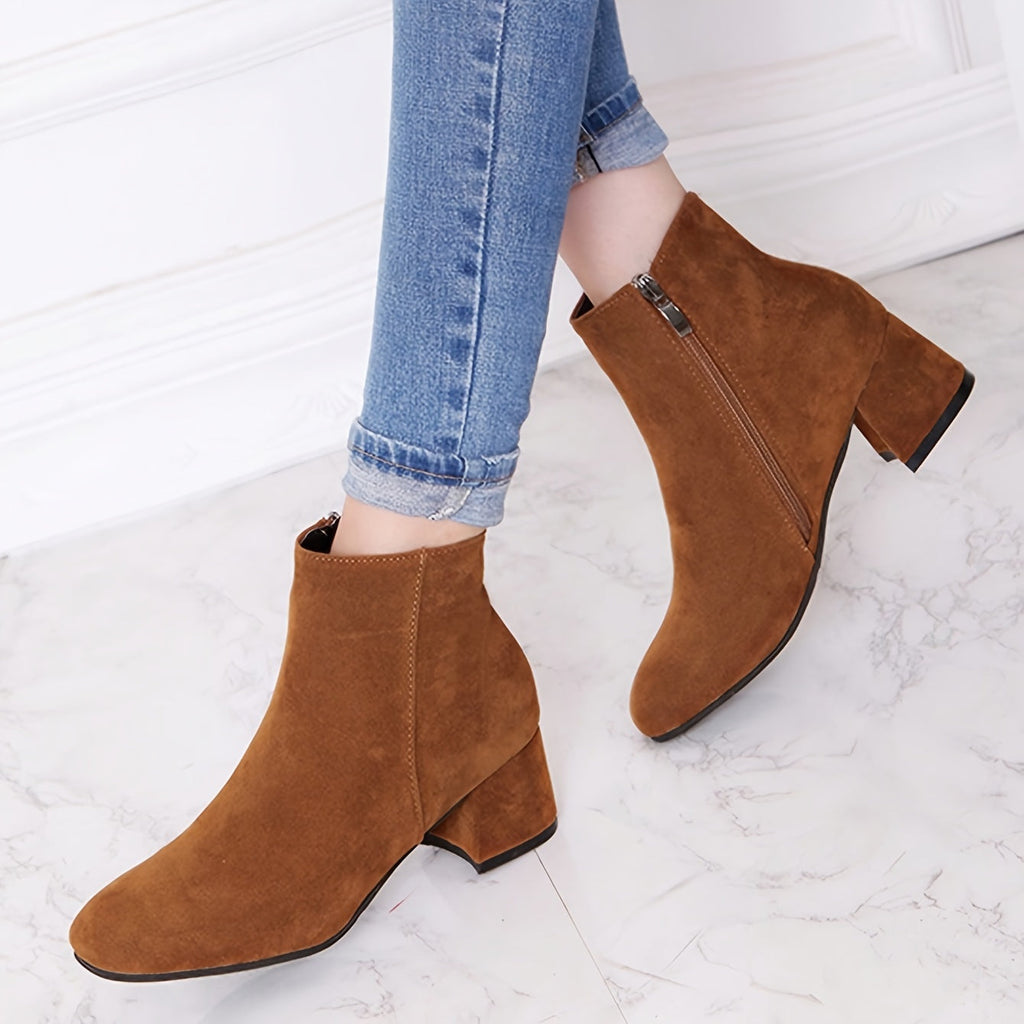 Women's Brown Chelsea Heeled Ankle Boots