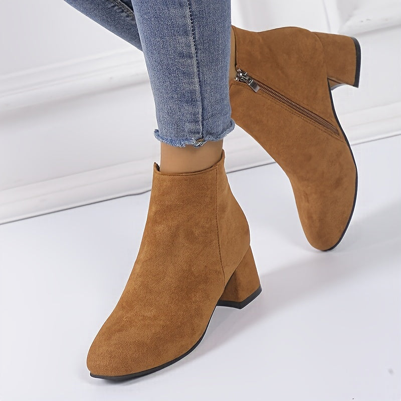 Women's Brown Chelsea Heeled Ankle Boots