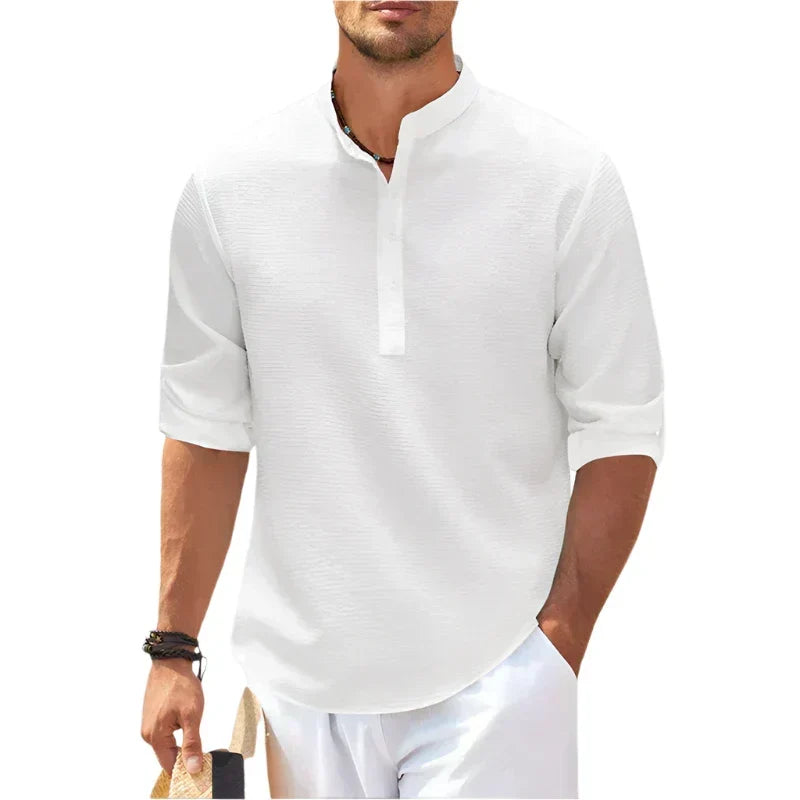Men's Stand Collar Summer Henley Shirt