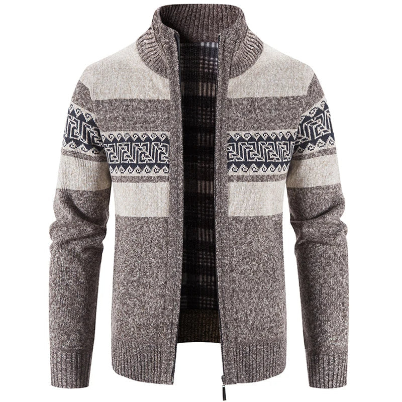Men's Soft Knitted Stand Collar Zip Jacket