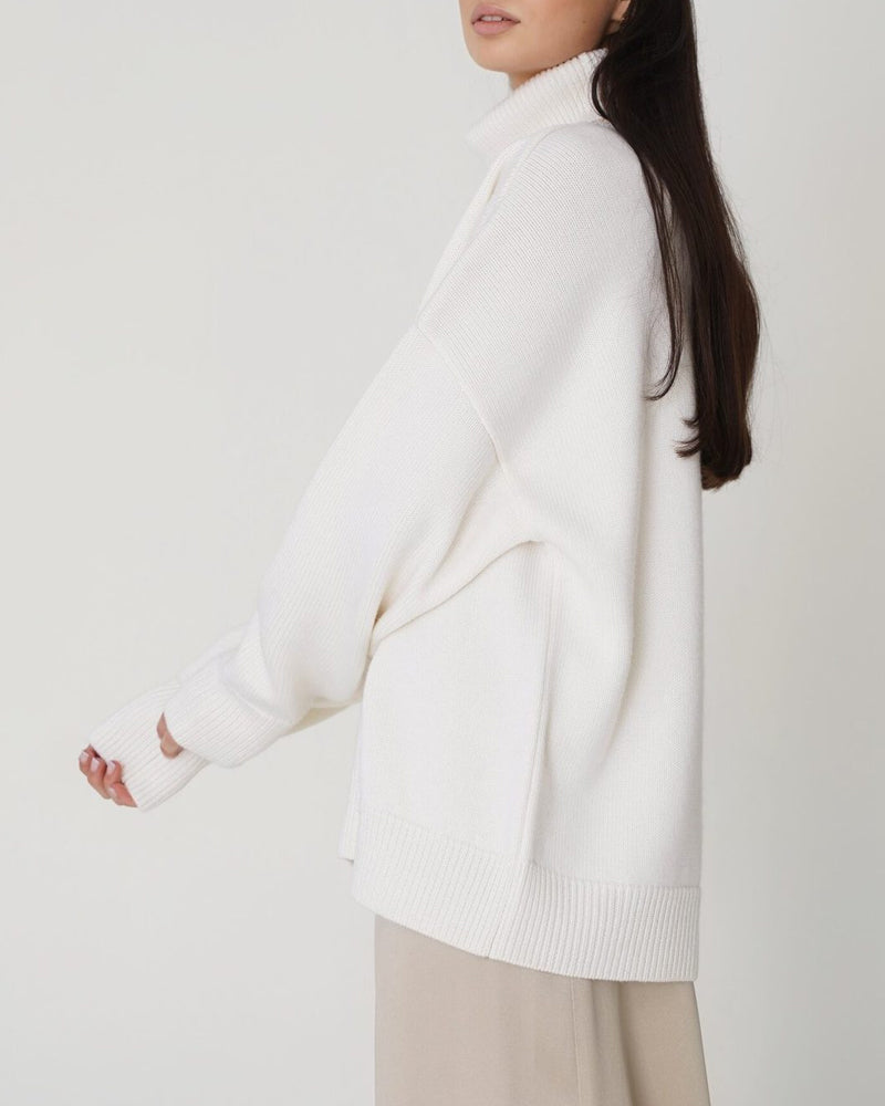 Women's Relaxed Winter Polo Neck Pullover