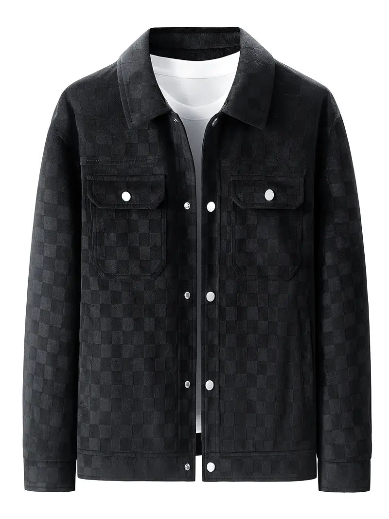 Men's Printed Popper-Front Utility Jacket
