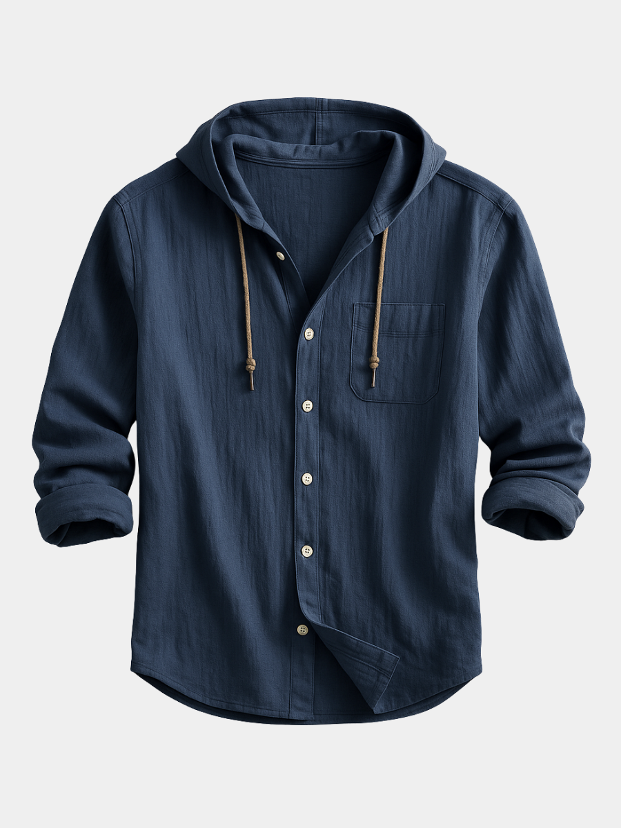 Men's Relaxed Hooded Button-Through Overshirt