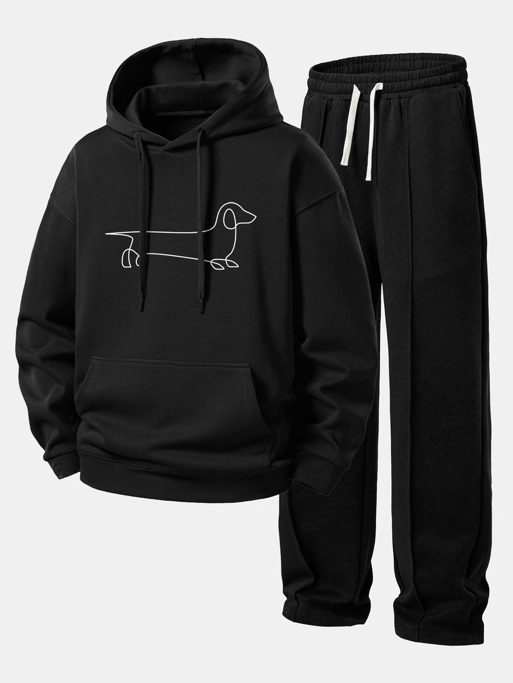 Men's Relaxed Hooded Tracksuit with Pintuck Joggers
