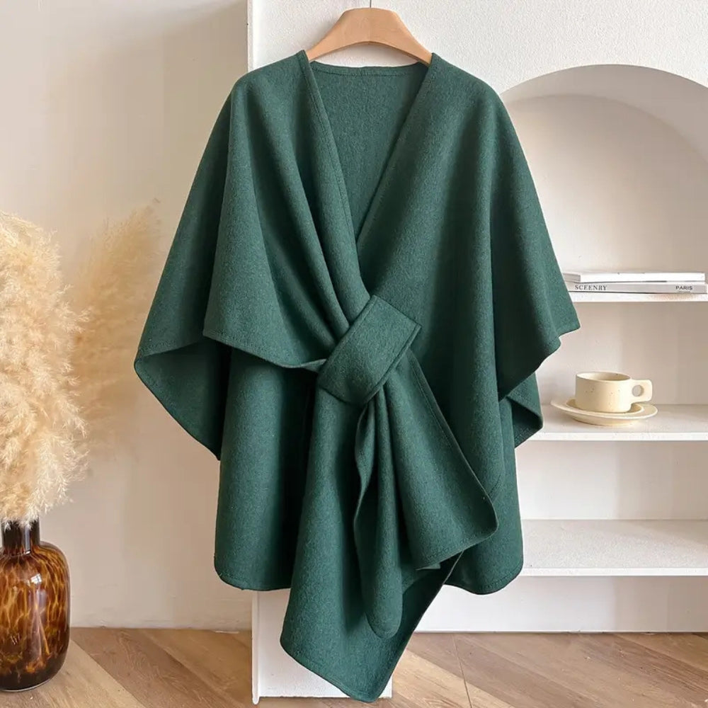 Women's Windproof Poncho Topcoat with Belt