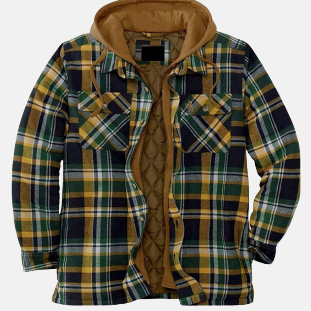 Men's Printed Quilted Hooded Overshirt